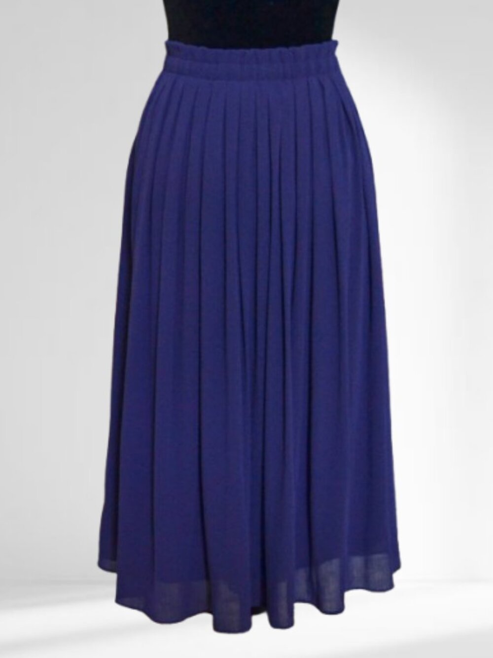 Dark Violet Purple LOFT Skirt Midi Chiffon Pleated Elastic waist POCKETS Medium
